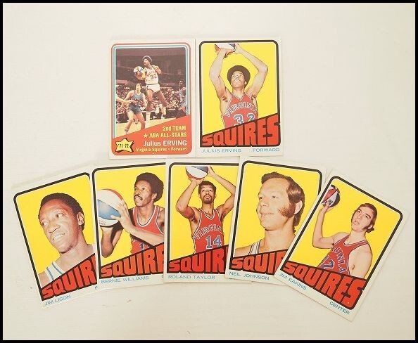 1972年 Topps SQUIRES 7枚 Julius ERVING Dr.J Erving ABA NBA basketball RC トップス TCG バスケットボール 204a_画像1