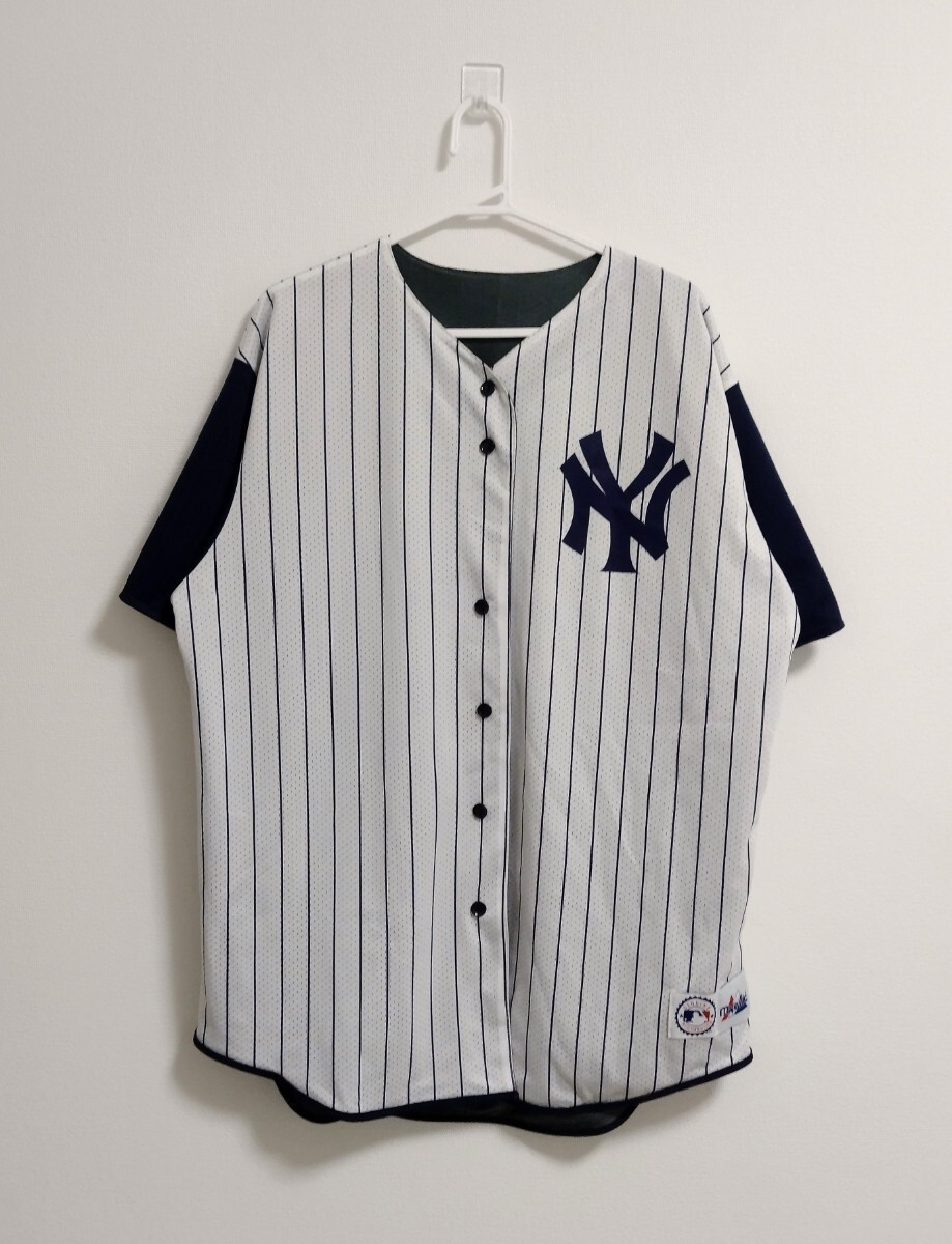 数量は多 NEW リバーシブル】USA製 YORK XLサイズ相当 ジャージ YANKEES ユニフォームシャツ