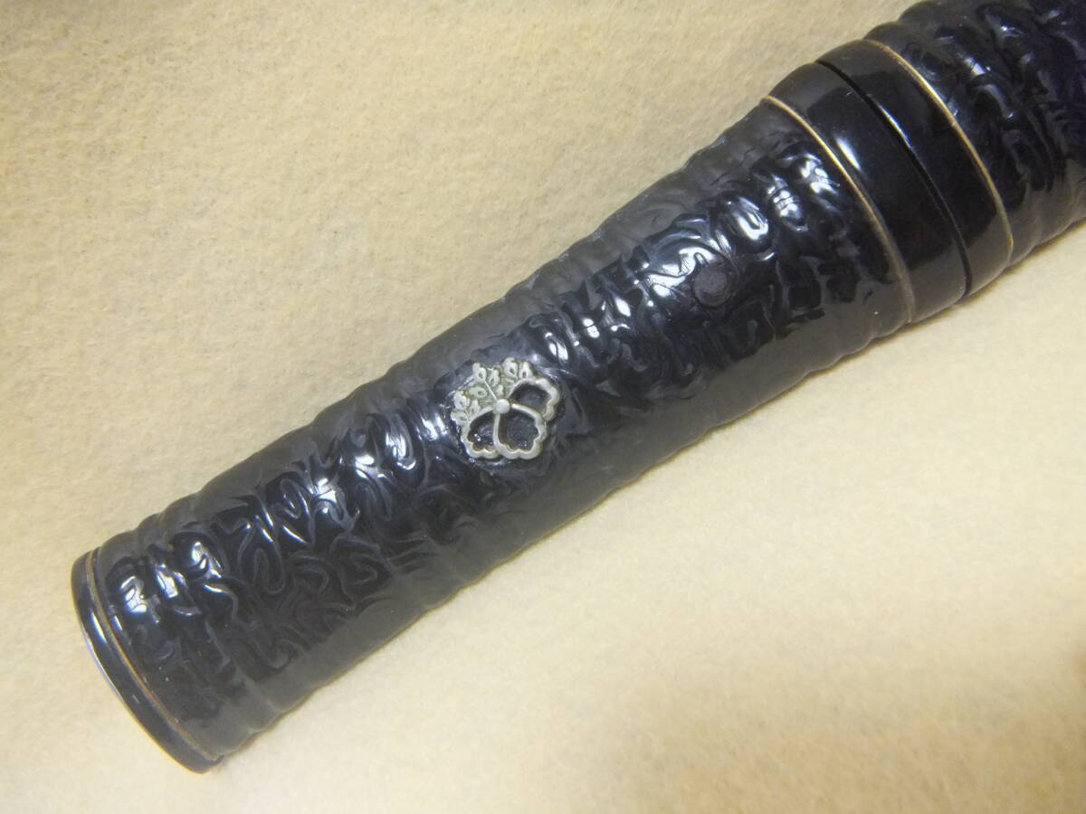 短刀 時代拵え 黒漆 螺鈿 美品 五三の桐 刀剣 刀装具 武具 の画像3