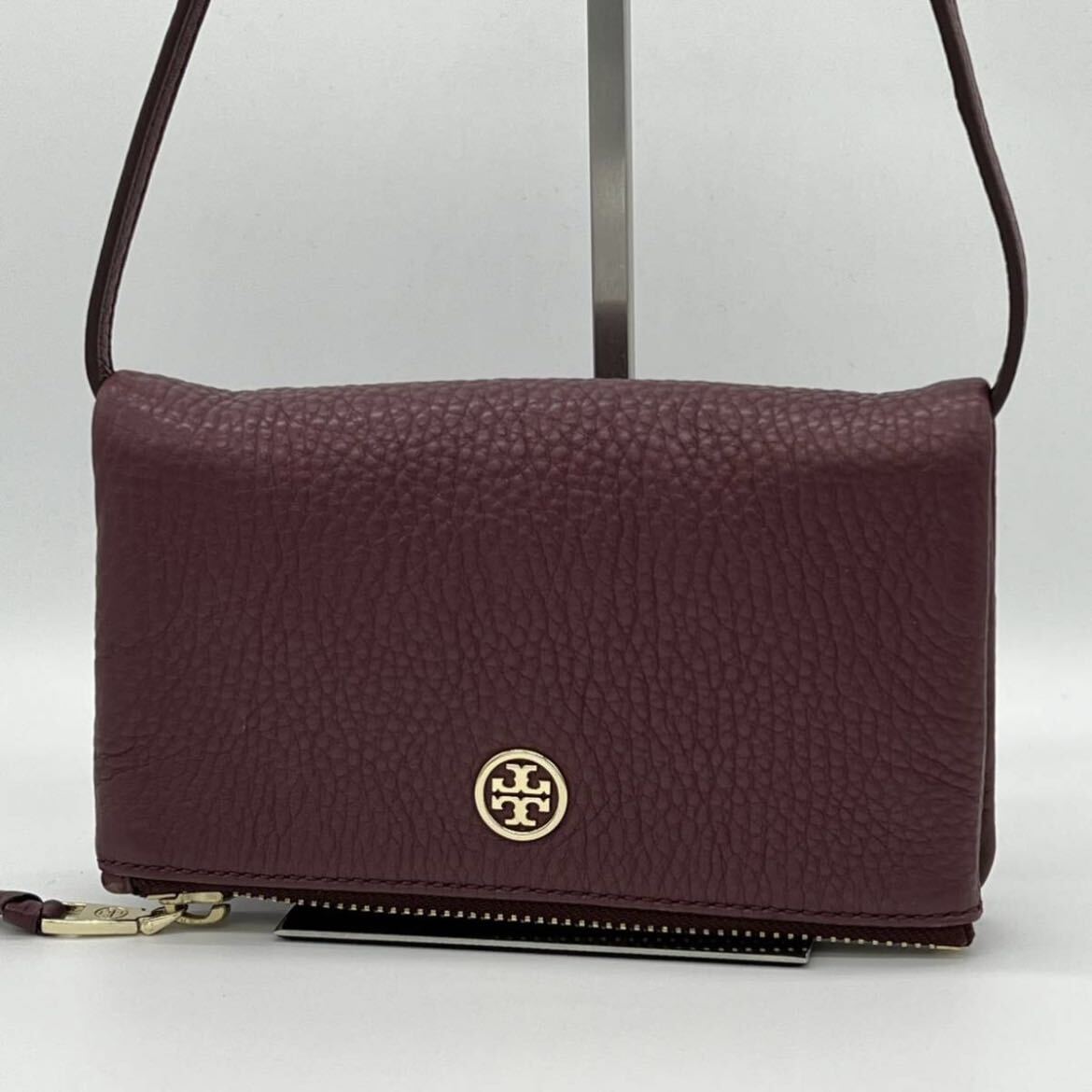 【極美品】Tory Burch トリーバーチ ポシェット サコッシュ ショルダーバッグ 斜め掛け 肩がけ フォーマル 冠婚葬祭 ボルドー DI001112_画像1