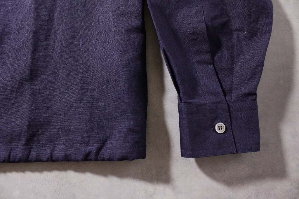 【AGLINI】アリーニ リネンコットン生地のジップシャツブルゾン インクブルー L 新品未使用の画像8