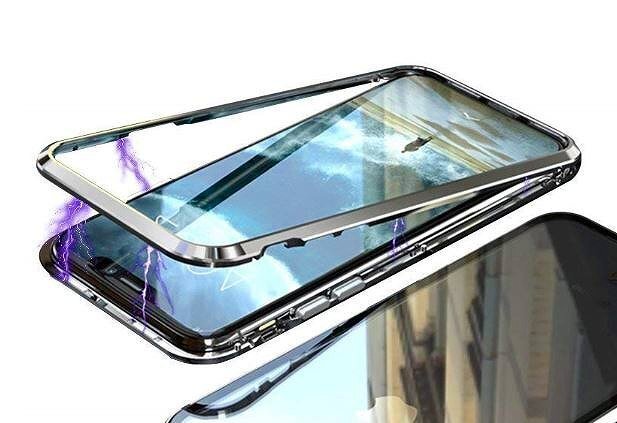 【即日発送】スマホケース 背面ガラス クリアケース iPhoneXS シルバー_画像2