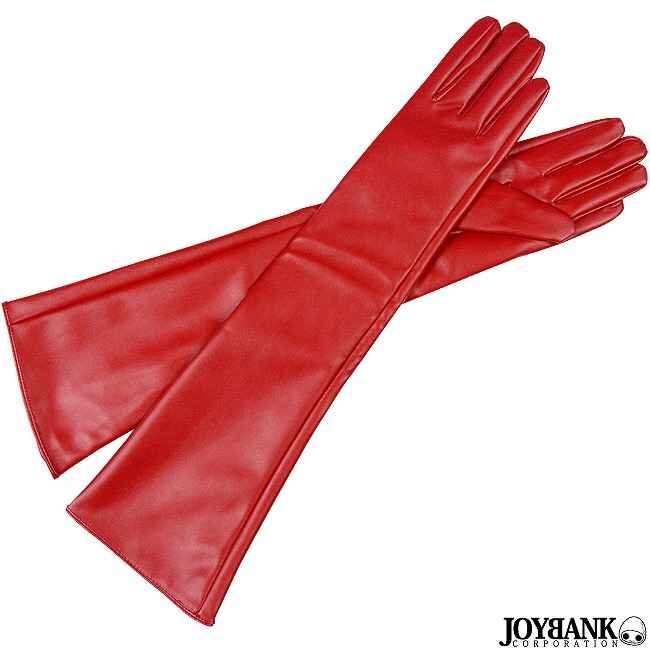  фальшивый   кожа  длинный   перчатки  （ кончики пальцев ...）【... мешок  ... ...】 M  красный 