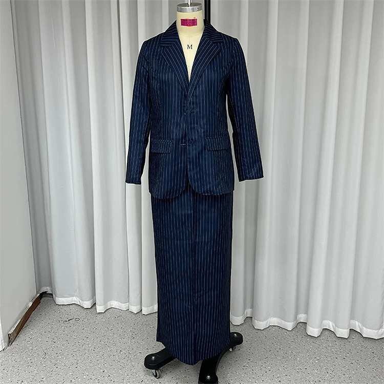 ロングスカート+長袖ジャケット セットアップ スーツ上下セット 宴会 仕事 OL 通勤 大きいサイズあり 3XL ネイビーの画像5