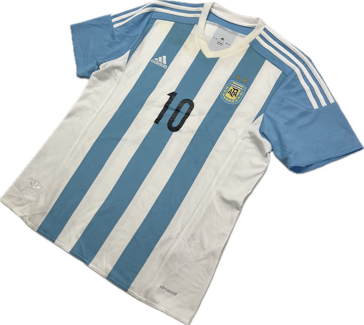 adidas ☆ アルゼンチン代表 ＃10 メッシ ユニフォーム ゲームシャツ 半袖 Tシャツ 2XO スポーツ サッカー フットサル アディダス■FD236_画像1