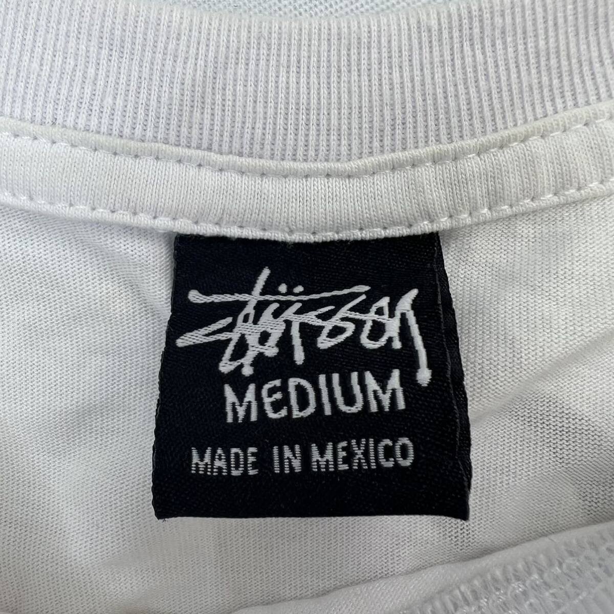 STUSSY ☆ メキシコ製 ワールドツアー ロゴ ペイント デザイン 半袖 Tシャツ ホワイト M スケーター ストリート 人気 ステューシー■FC178_画像4