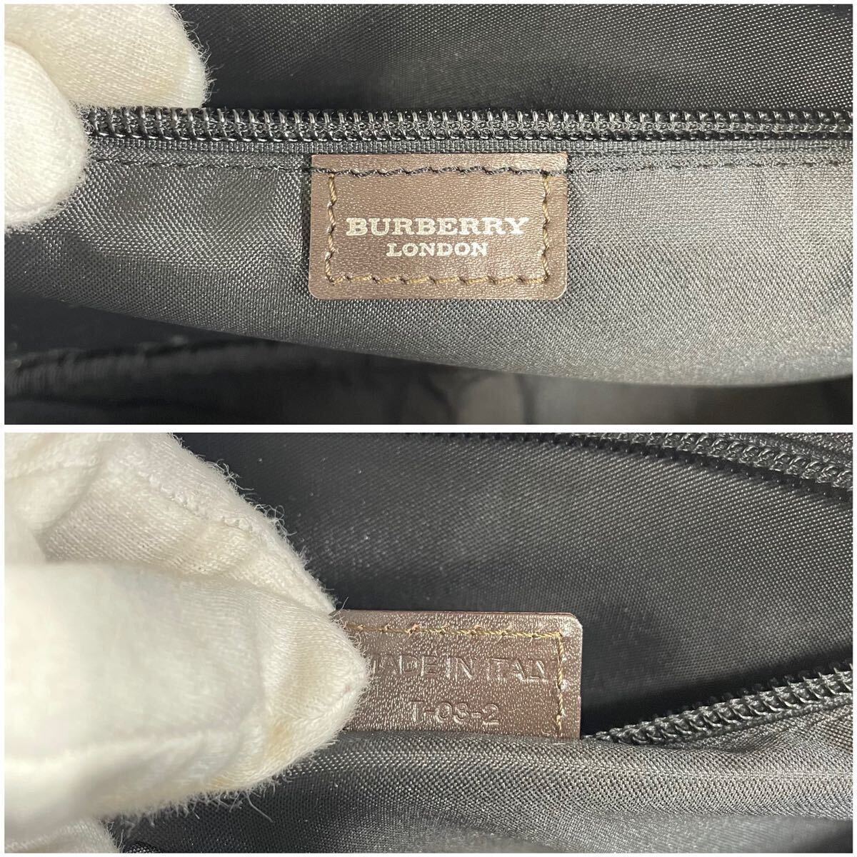 1 иен ~ [ не использовался класс!] Burberry BURBERRY мужской бизнес клатч ручная сумочка тень проверка шланг Logo PVC кожа кожа 