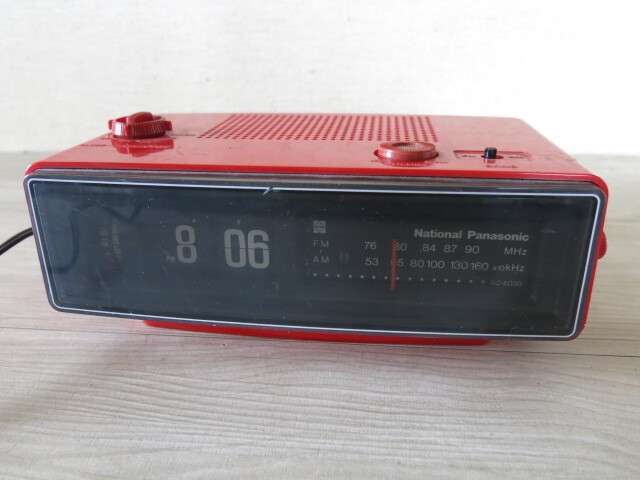 【現状渡し】National Panasonic「RC-6030」ラジオ付き パタパタ時計＊希少 レトロ 日本製 リーフ式 置時計 アナデジ アンティークの画像1