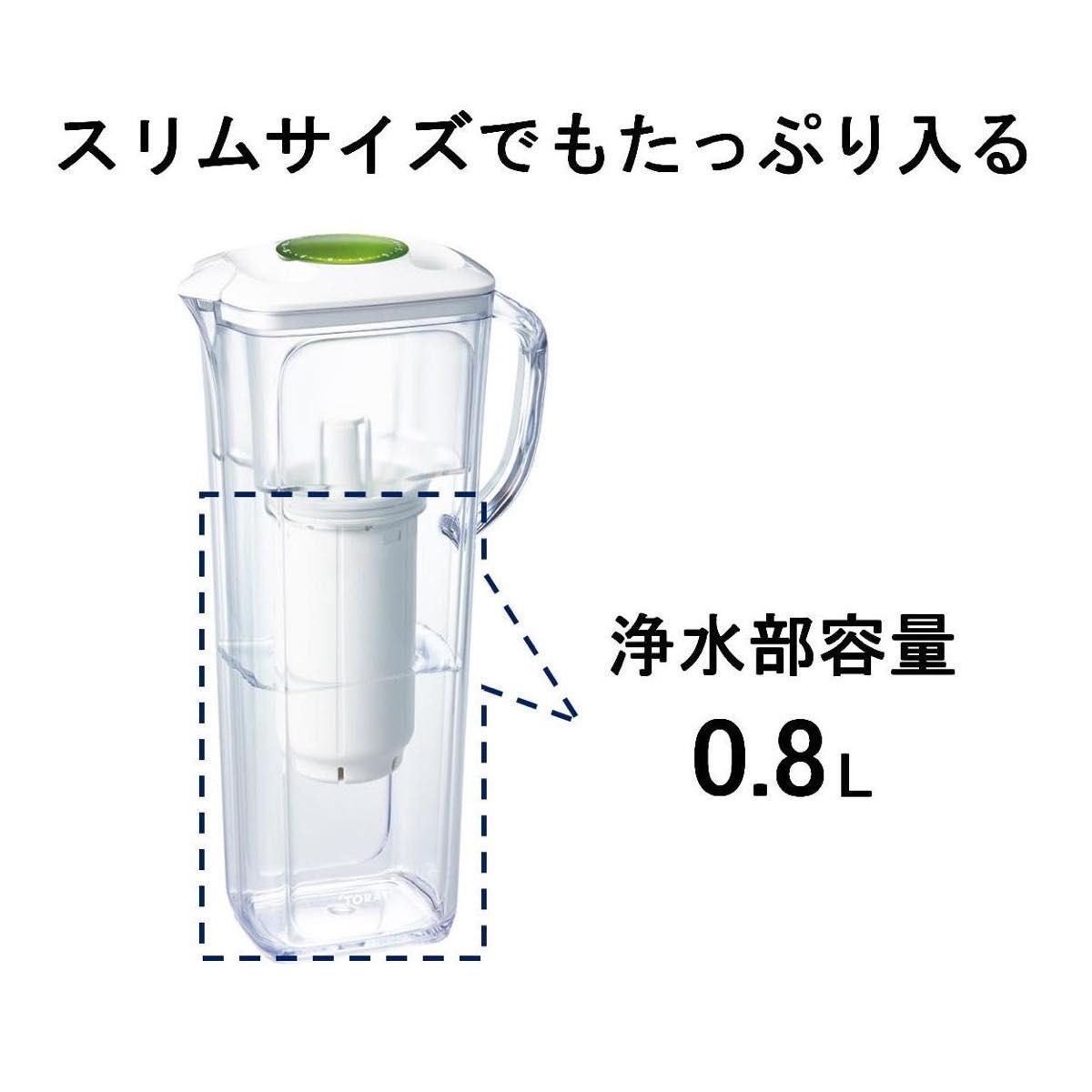 東レ トレビーノ 浄水ポット (高速ろ過) コンパクト 日本製 浄水部容量:0.8L(全容量1.2L)  PT306SV-AZ 