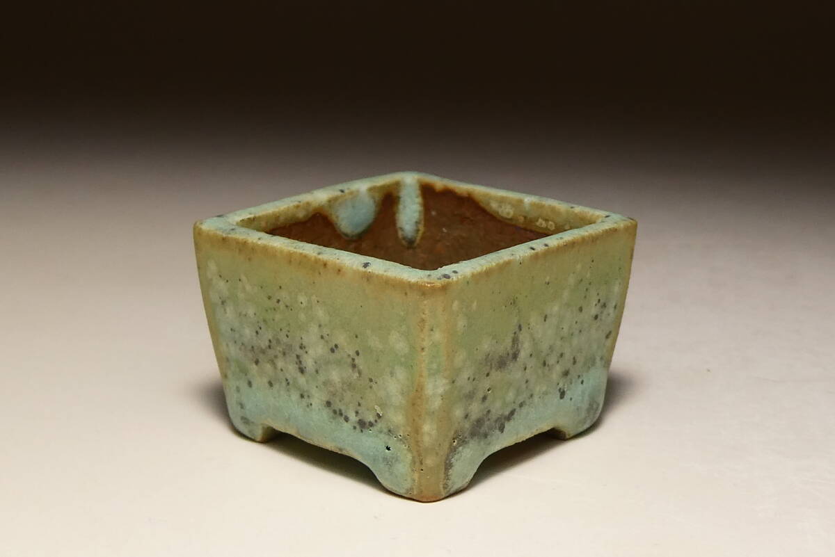 ◇正子（國井正子）小鉢2個セット①黒釉丸鉢 4.2×2.3cm ②緑釉正方鉢 2.9×2.8×1.8cmの画像8