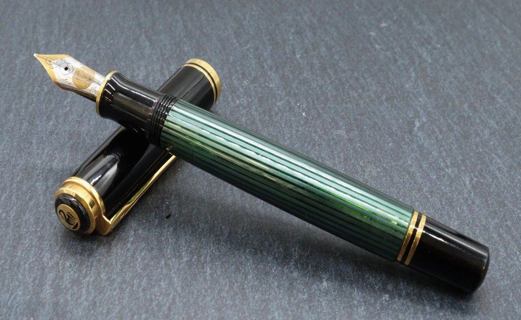 (ペン先18C) Pelikan ペリカン 万年筆 スーベレーン 緑縞 ペン先18C750 計1点 ※筆記未確認 ◆おたからや【Y-A09910】同梱-2