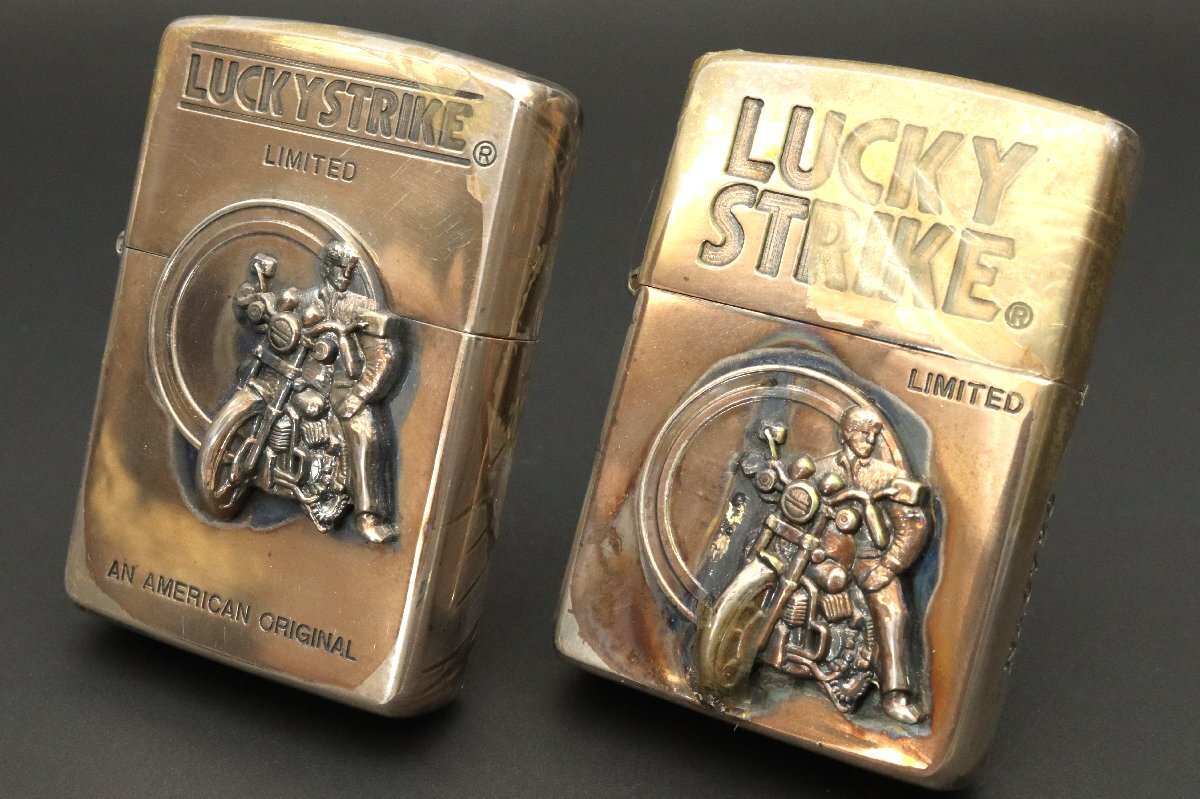 限定 LUCKY STRIKE ラッキーストライク ZIPPO ジッポ オイルライター 2点 箱なし ※着火未確認 ◆おたからや【B-A62559】同梱-2の画像1