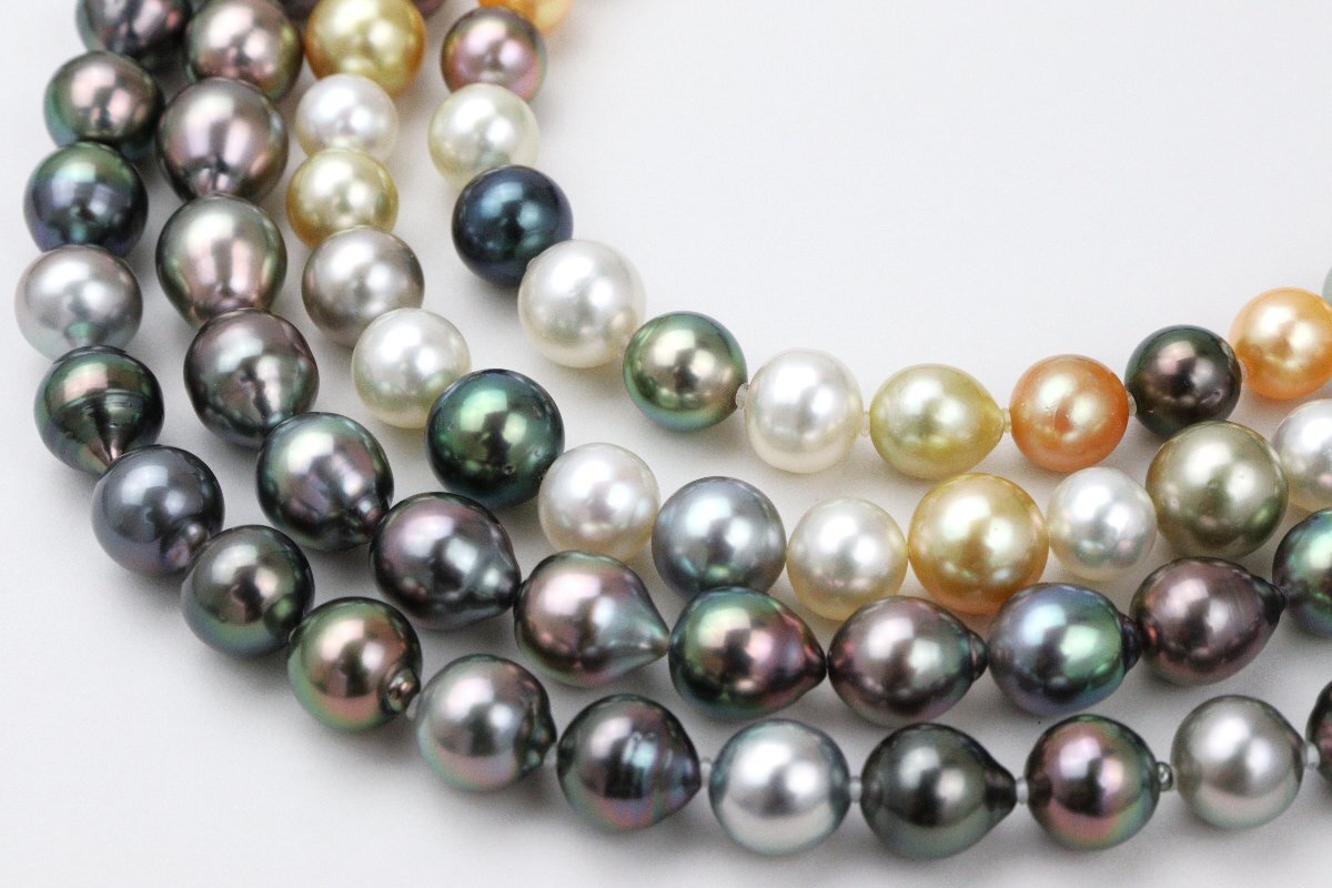 全ての おたからや◆南洋真珠ネックレス アクセサリー【C-A63937】 1点ロングタイプ《約230.8g》パール バロック珠・マルチカラー4点セット 黒蝶 黒蝶(くろちょう)真珠