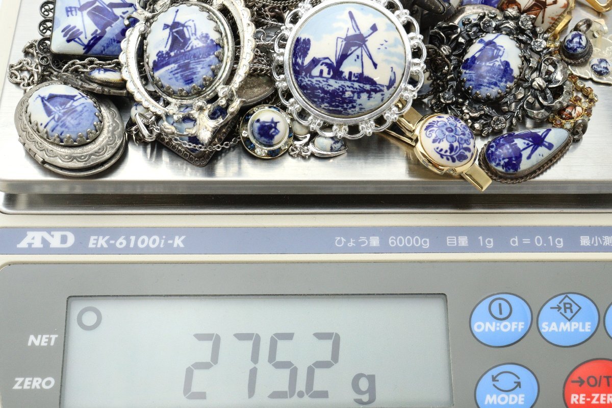 おたからや◆DELFT デルフト陶器 オランダ ヴィンテージアクセサリー おまとめ《約275g》ネックレス/ブレスレット/カフス など【F-A64835】