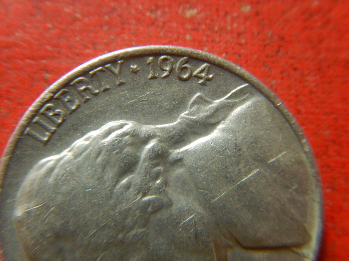 外国・USA／ジェファーソン５セント白銅貨（1964年）　240403_画像4