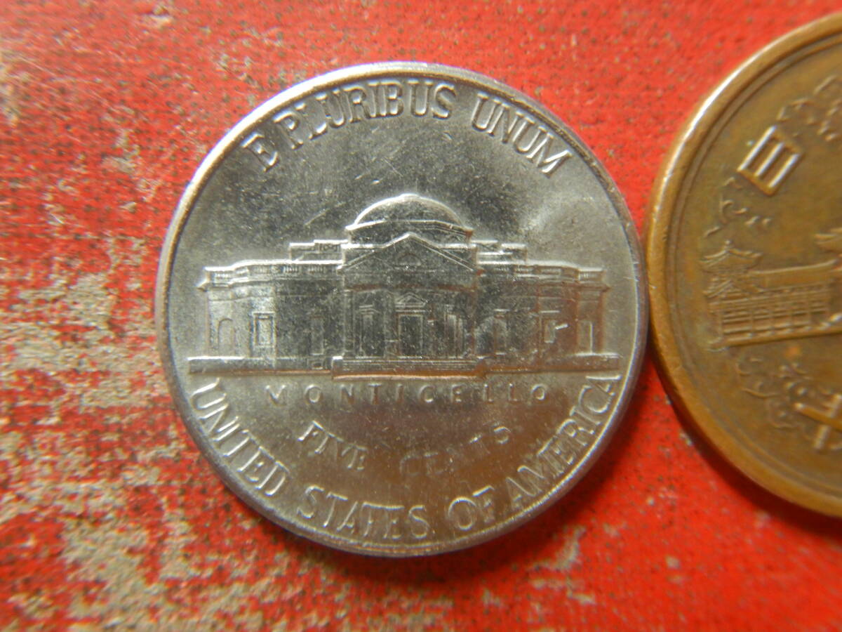 外国・USA／ジェファーソン５セント白銅貨（1991年D） 240411の画像2