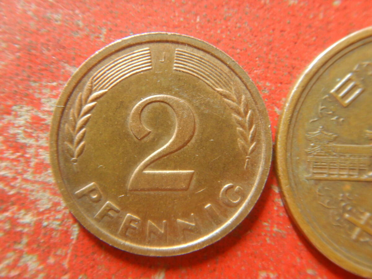 外国・西ドイツ／２ペニヒ銅張りスチール貨（1964年F） 240411の画像2