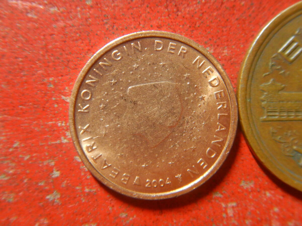 外国・オランダ／２ユーロセント銅張りスチール貨（2004年）　240412_画像1