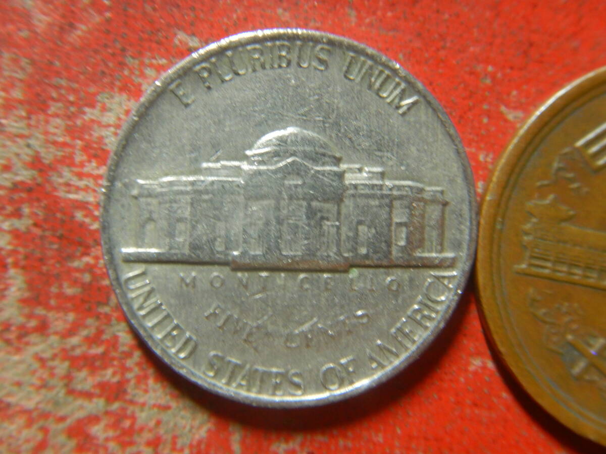 外国・USA／ジェファーソン５セント白銅貨（1981年P） 240412の画像2