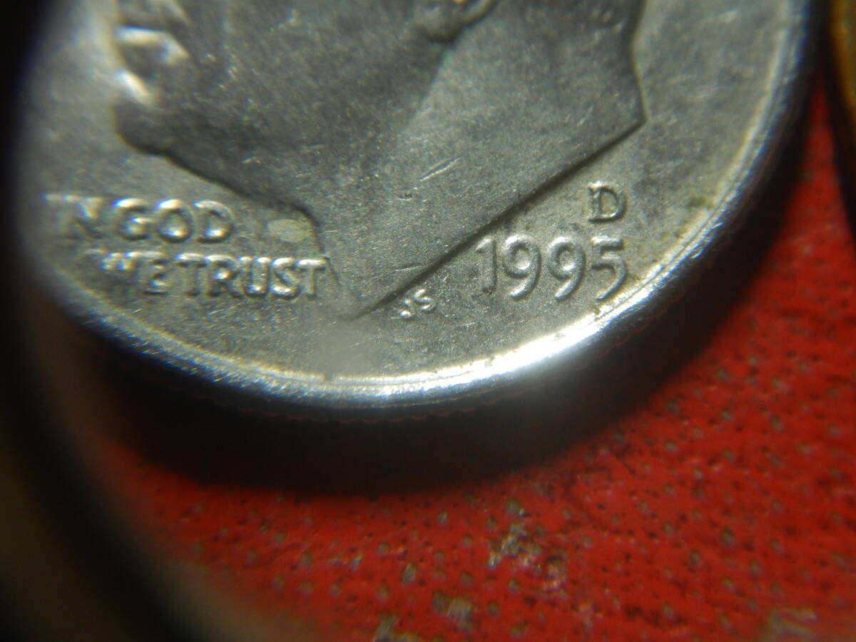外国・USA／ルーズベルト１０セント白銅貨・１ダイム（1995年D） 240413の画像3