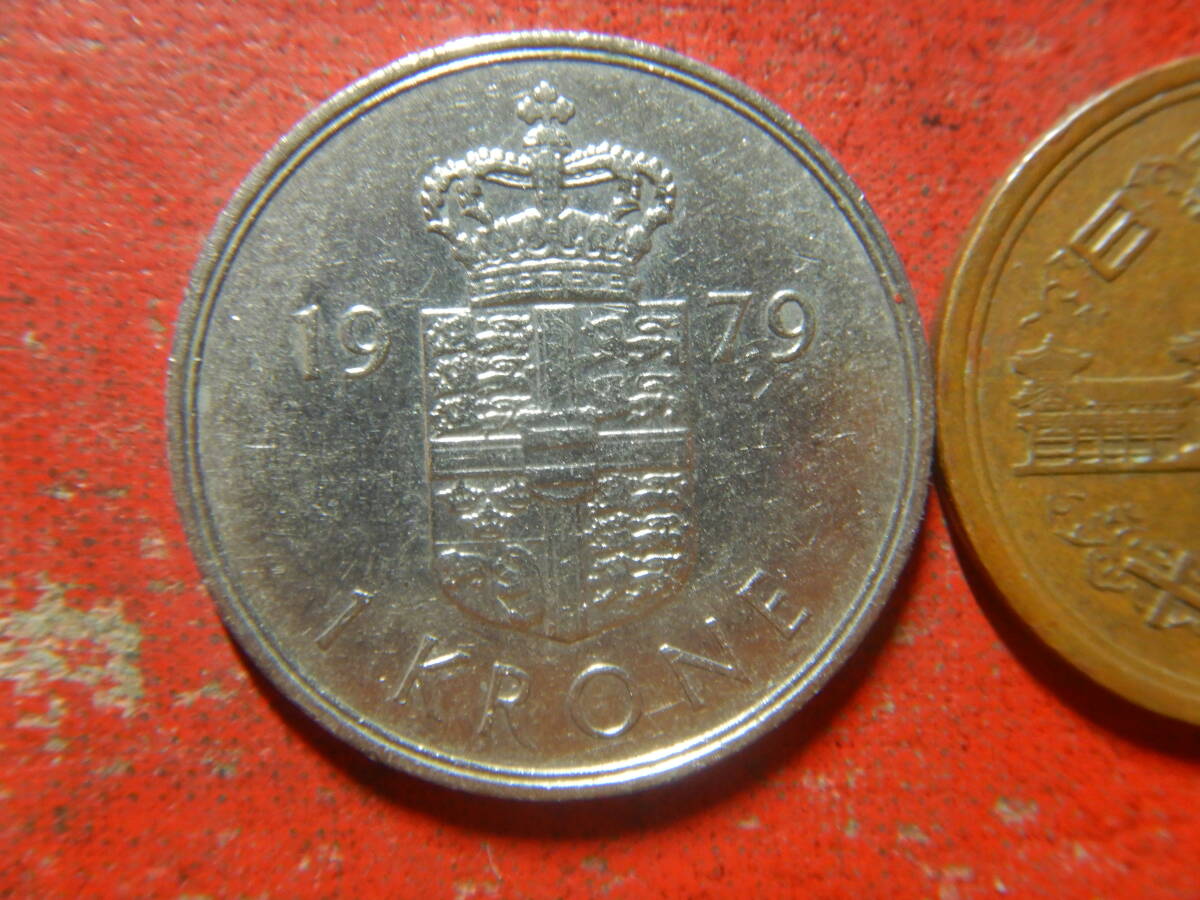 外国・デンマーク／１クローネ白銅貨：マルグレーテ２世（1979年） 240413の画像2