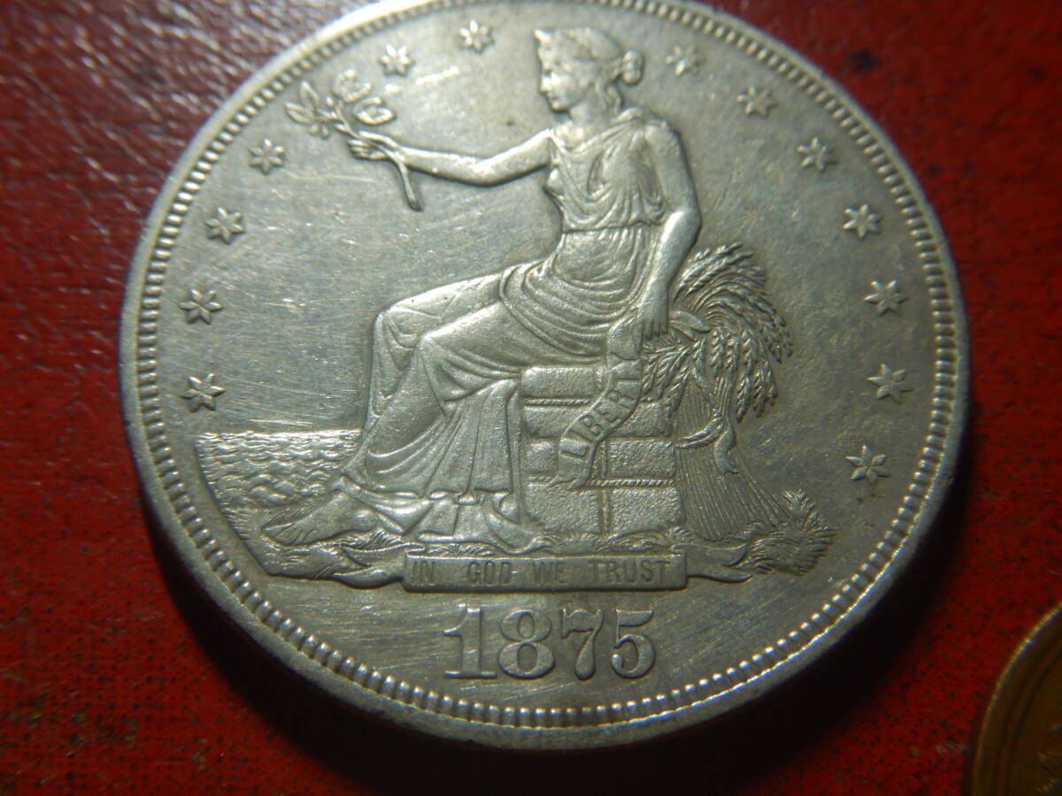 外国・USA／貿易銀・１ドル銀貨（1875年CC）：発行枚数1,573,900枚 240423の画像3