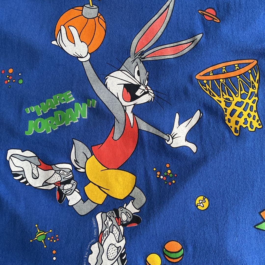 90s ビンテージ USA製 NIKE SPACE JAM ナイキ スペースジャム Tシャツ USA製 映画 LOONEY TUNES MICHAEL JORDAN ジョーダン 青 ブルー XLの画像4