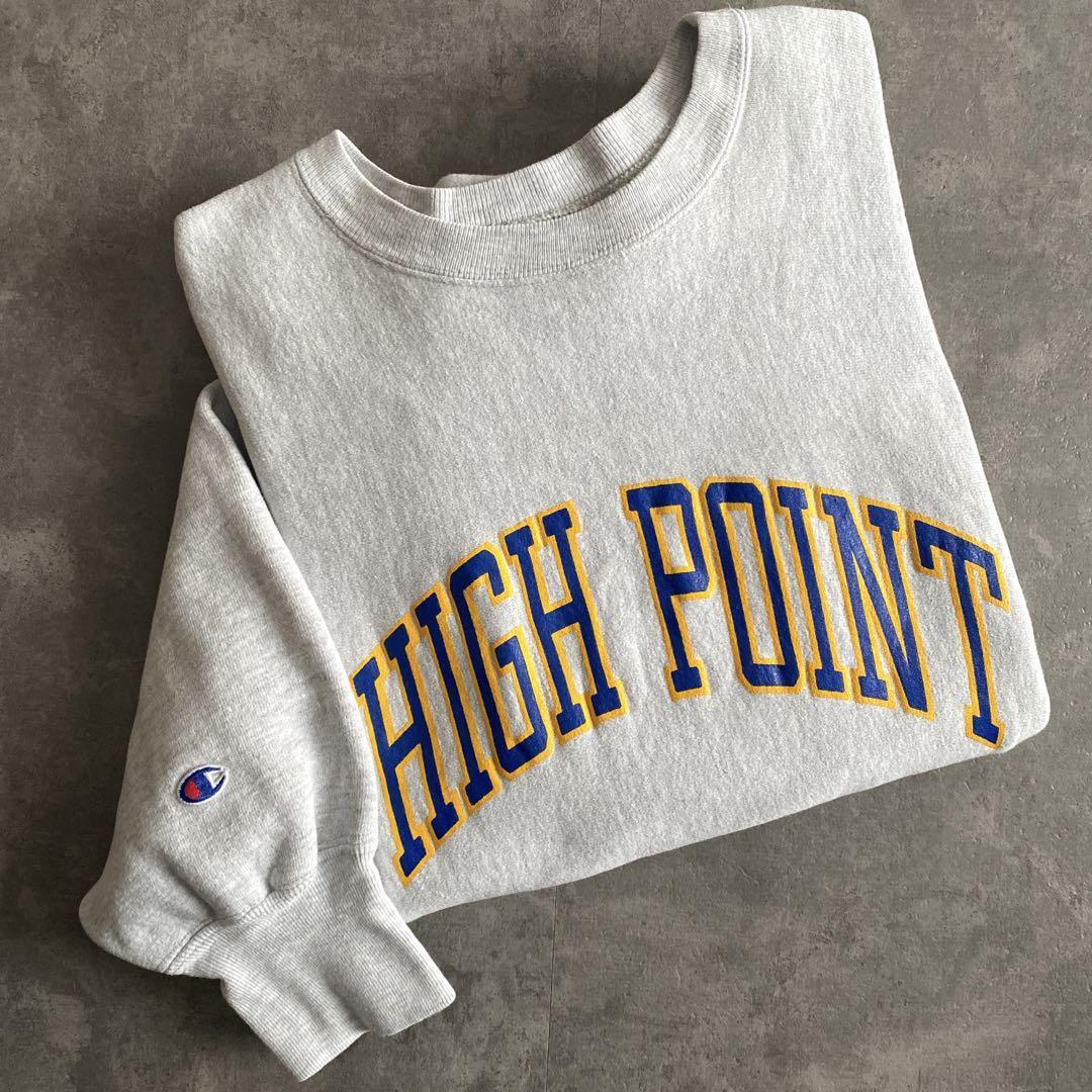 90s ビンテージ USA製 チャンピオン HIGH POINT ハイポイント大学 REVERSE WEAVE リバースウィーブ スウェット XL グレー アメリカ製_画像1