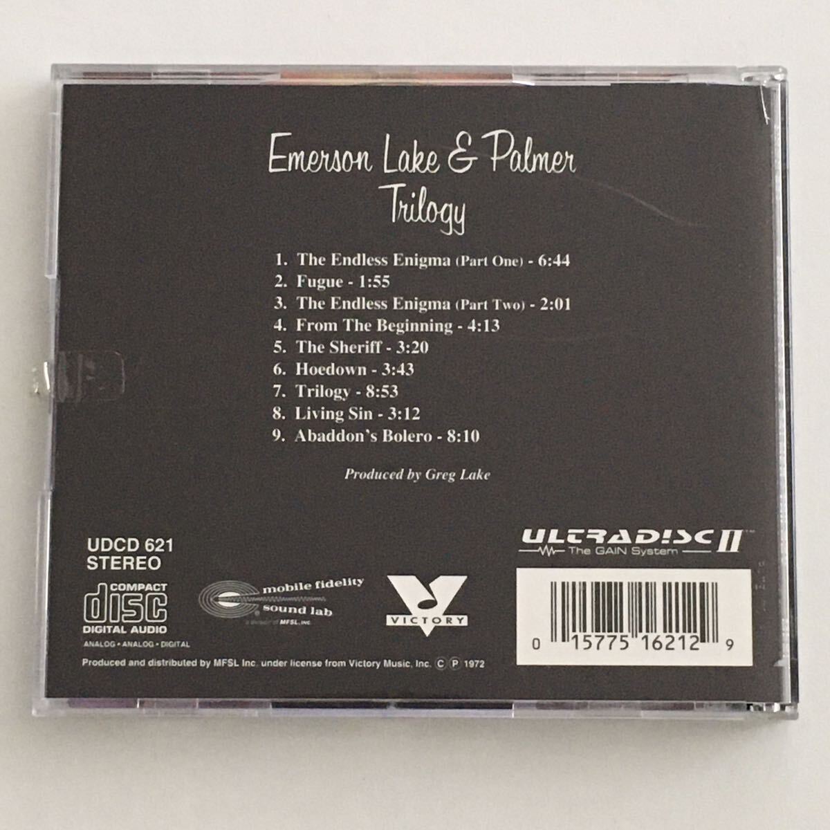 送料無料 評価1000達成記念 レアロックCD Emerson, Lake & Palmer “Trilogy” 1CD MFSL(Victory) 24K アメリカ・オリジナル盤_画像3