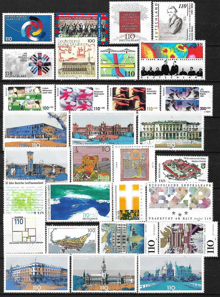 ★1994-1999年 -ドイツ 記念切手 100種(1種完,2種完,3種完,4種完) - (100枚) - 未使用(MNH)★ZW-722_画像3