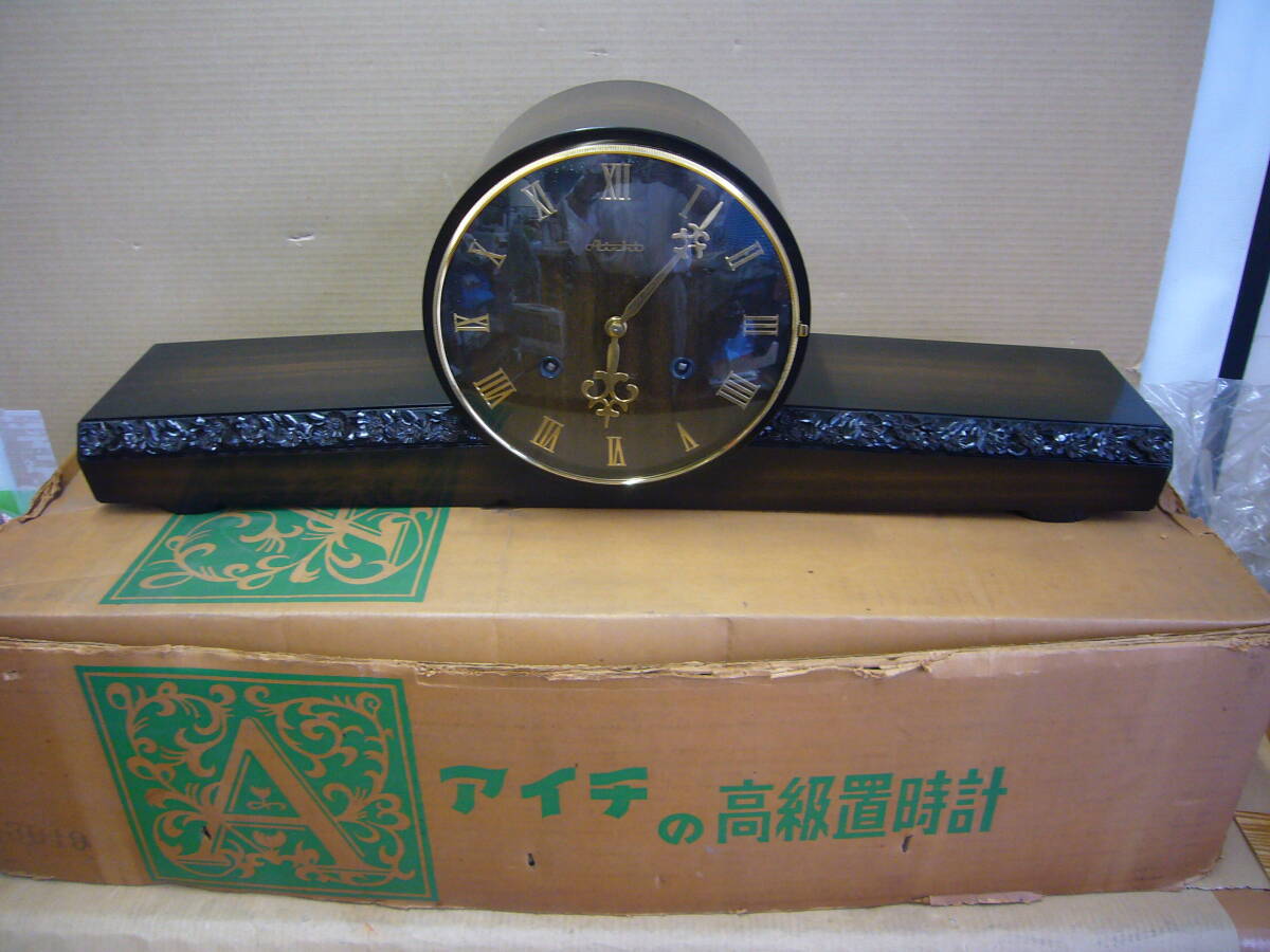 Aichi 時計電機　ゼンマイ式　大型　置き時計　30DAY 美品　外箱付 　昭和レトロ/当時物_画像10