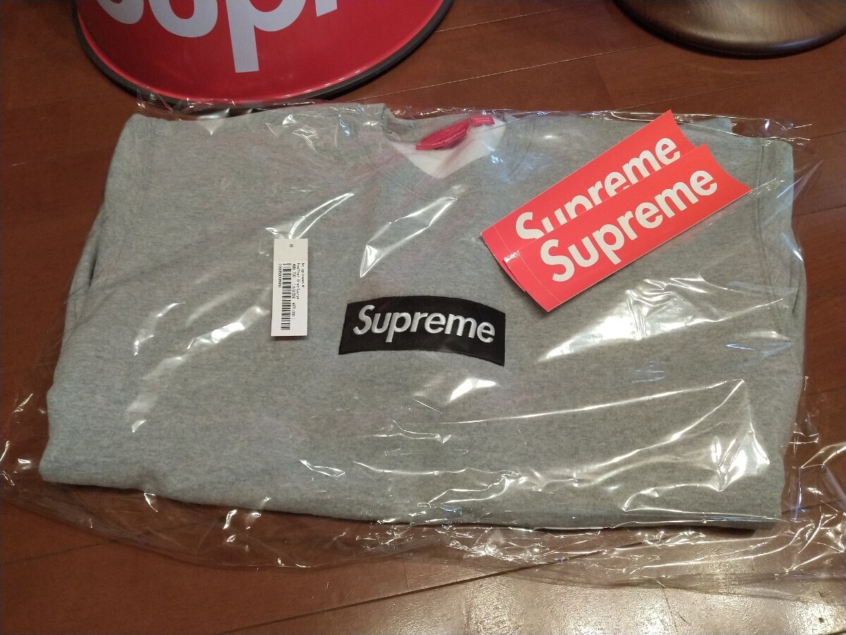 未使用未開封 Supreme シュプリーム Box Logo Crewneck Heather Grey Large ボックスロゴ クルーネック グレー Lサイズ_画像2