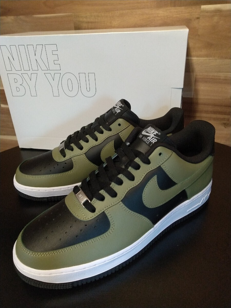 未使用品 NIKE ナイキ エアフォース1 LOW By You カスタムシューズ US10.5 28.5cm オリーブグリーン×ブラック×ホワイト 