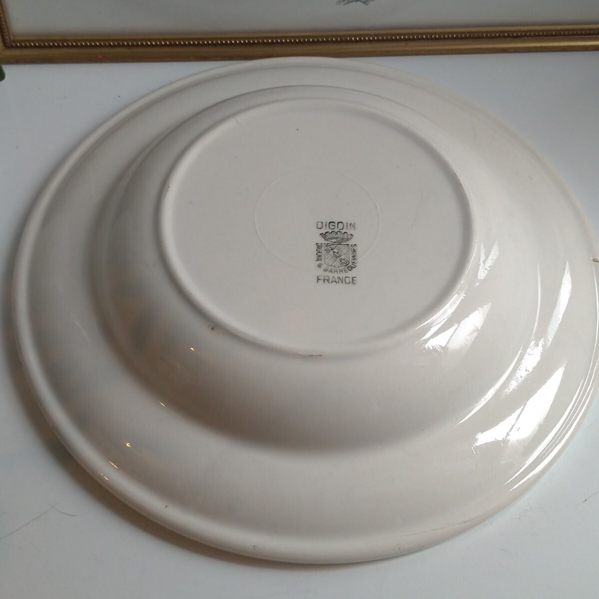 フランスブロカント購入 アンティークSarreguemines サルグミンヌ 白釉 深皿 スーププレート 3枚セット 22.5cm 海外発送(送料3300円) の画像7
