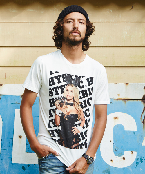 【HYSTERIC GLAMOUR ヒステリックグラマー×PLAYBOY プレイボーイ】TシャツL 日本製 限定コラボモデル ガールプリント入り 人気アイテムの画像1