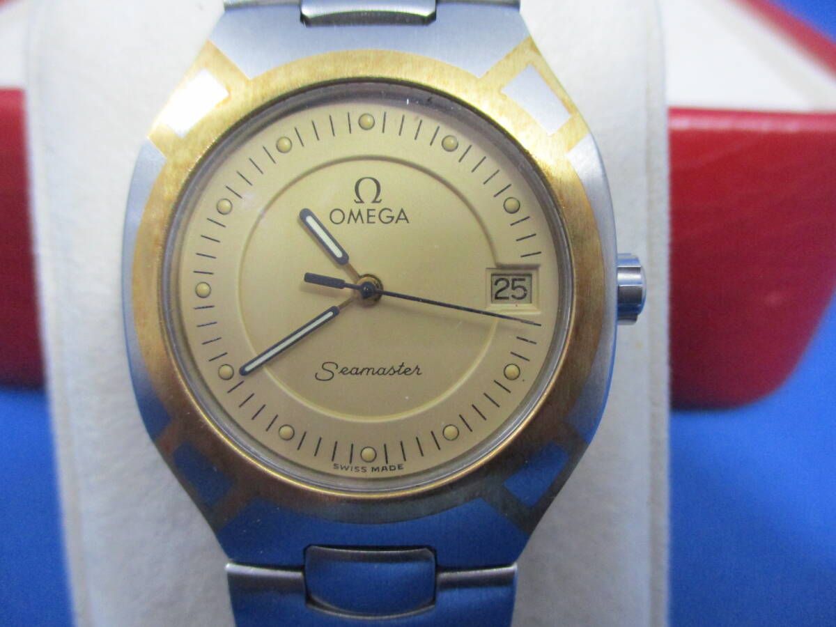 稼働品 OMEGA Ω オメガ SEAMASTER シーマスター ポラリス デイト メンズ クォーツ ゴールド文字盤 腕時計の画像5