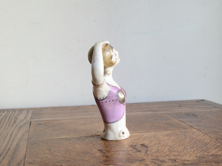 アンティーク デザイン ハーフドール 女性陶器オブジェ ピンクッションドール 人形 ヴィンテージ フィギュア 置物の画像2