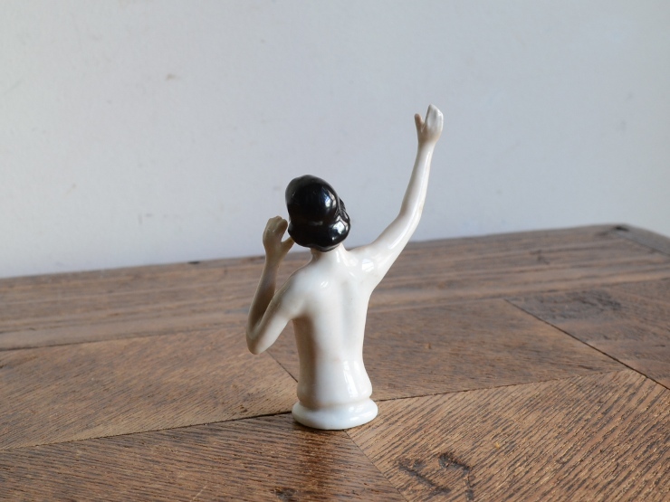 アンティーク デザイン ハーフドール 女性陶器オブジェ ピンクッションドール 人形 ヴィンテージ フィギュア置物_画像4