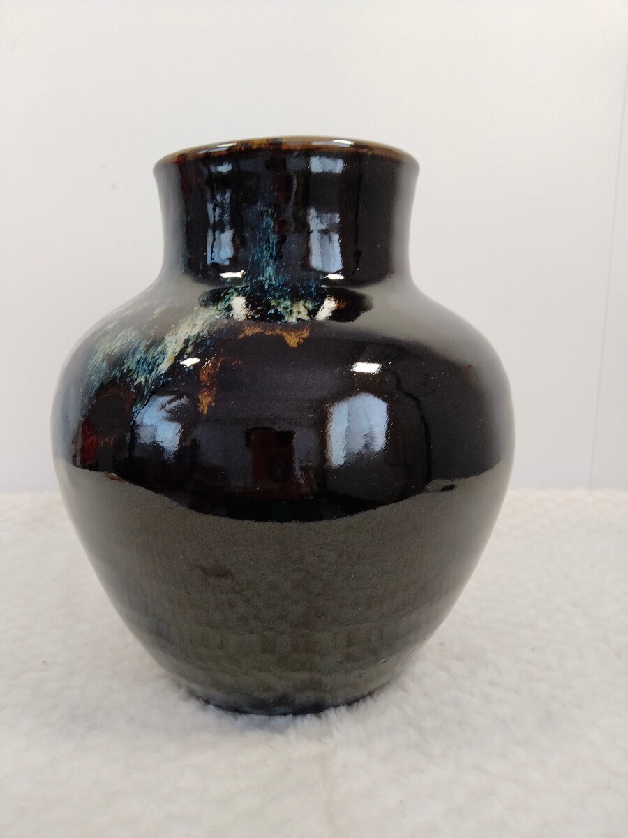 苗代川焼 哲山作 花瓶 花器 陶器の画像5