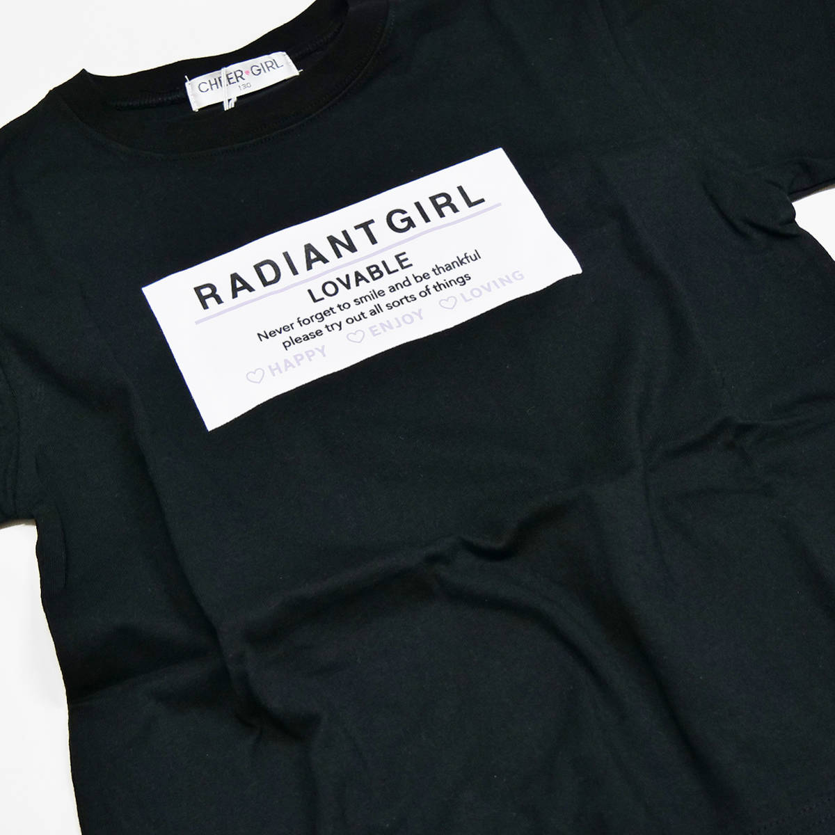 140cm BOXロゴプリント半袖Tシャツ ブラック 綿100% オリジナル2500821 女の子 女子小学生の画像3