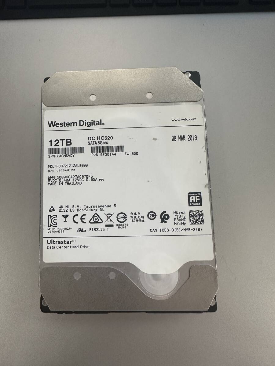 WD Ultrastar HDD 12TB DC HC520 HGST HUH721212ALE600の画像1