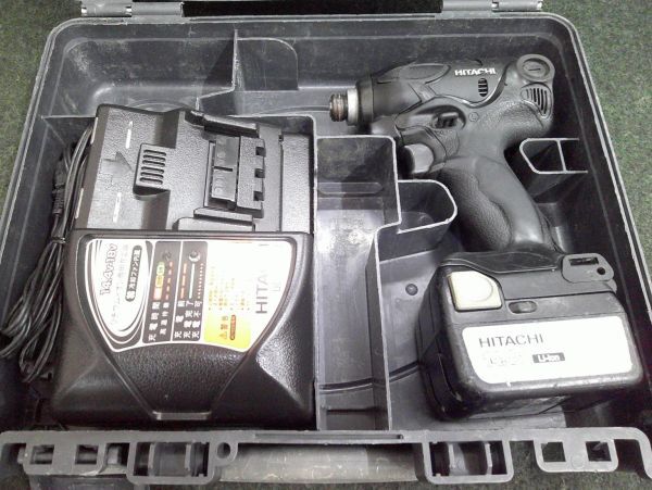 中古 HITACHI 日立工機 14.4V 充電式インパクトドライバー コードレスインパクトドライバ WH14DSL2 本体+バッテリー1個・充電器