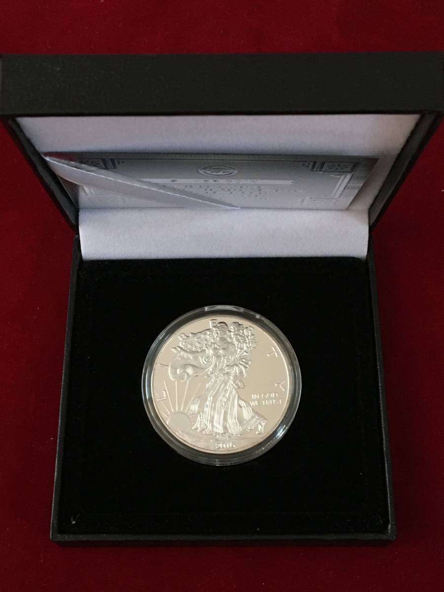アメリカイーグル/女神像記念銀貨、コイン、メダル 1ドル 2016年 約34g(スラブ) WorthCollectionケース入りの画像1