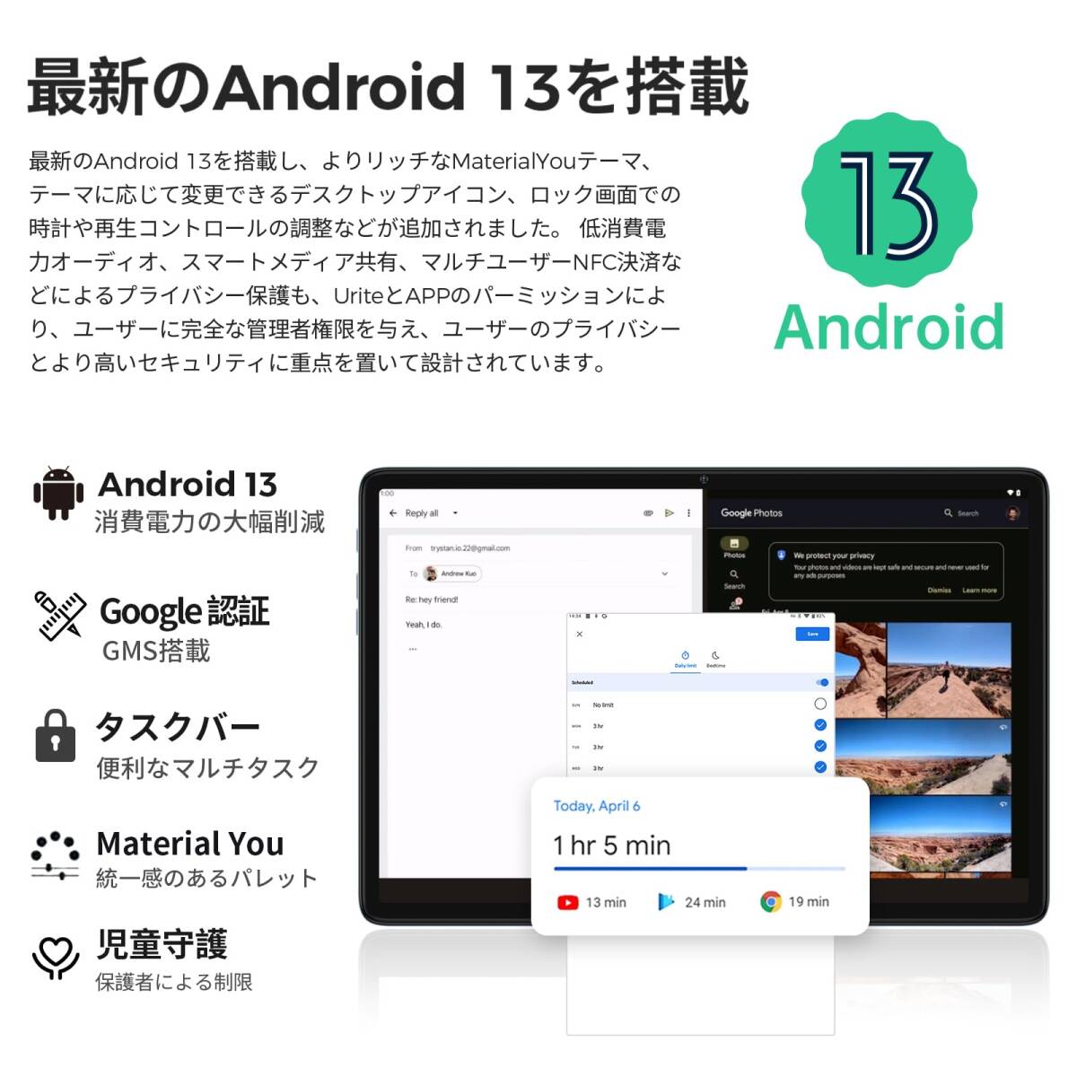 　高解像度 10.1インチタブレット 32GB