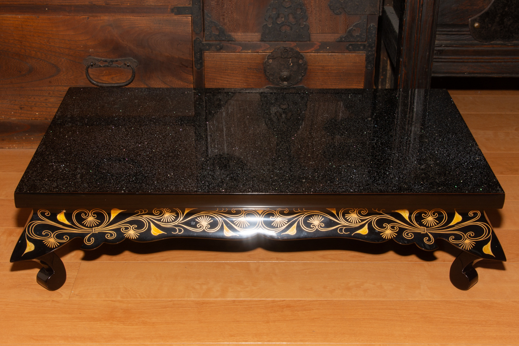 螺鈿細工 平卓 木製 猫足 花台 盆栽台 香炉台 飾台 煎茶道具 床の間の画像1