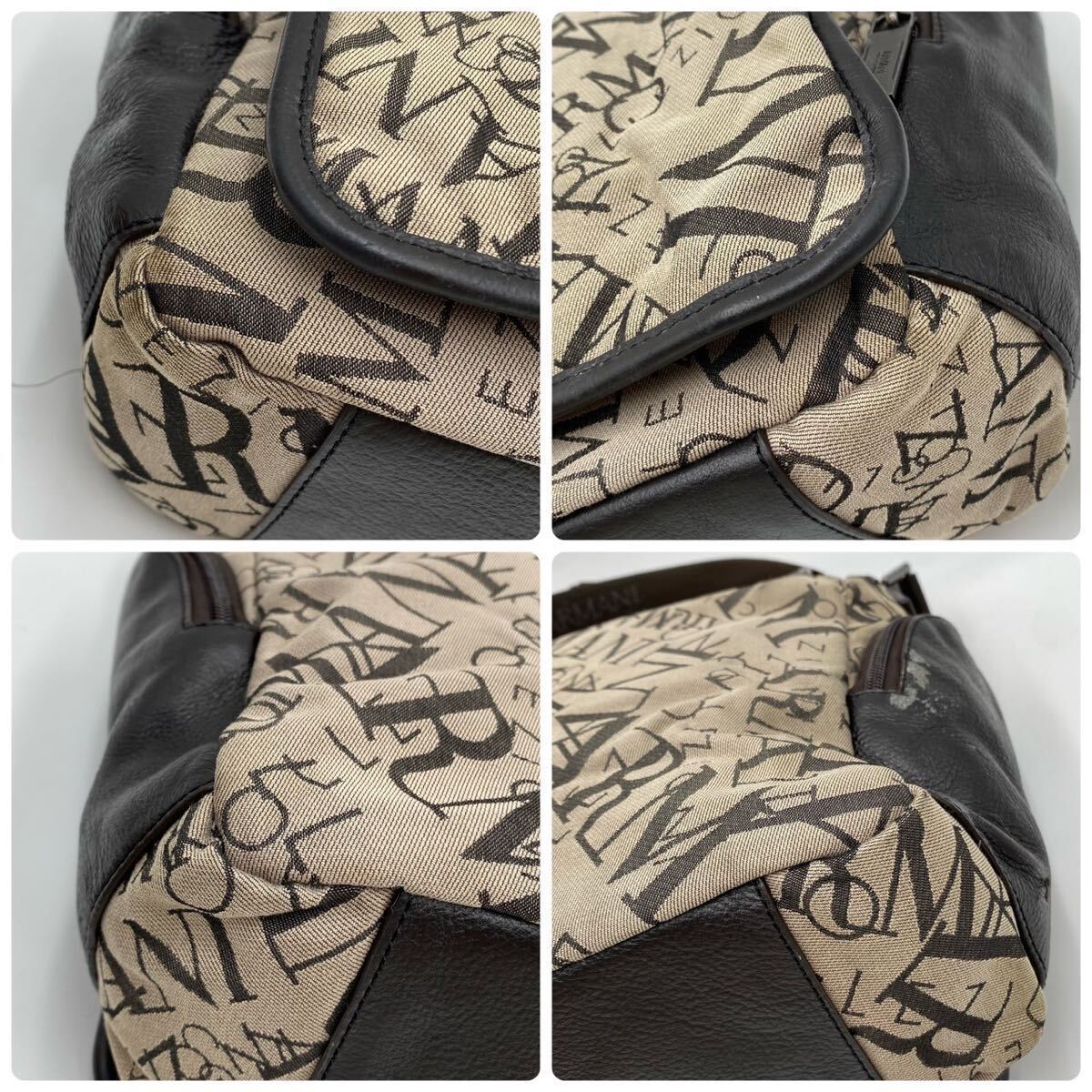 [ beautiful goods ]ARMANI COLLEZIONI Armani koretsio-nimesenja- shoulder bag leather original leather canvas Logo total pattern men's diagonal ..