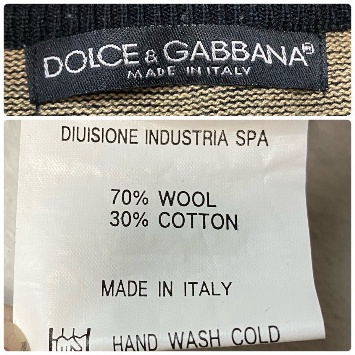 希少XL/未使用級 DOLCE＆GABBANA ドルチェ＆ガッバーナ ビッグロゴ ニット セーター 長袖 ウール コットン チャコールグレー D&G ドルガバ_画像5