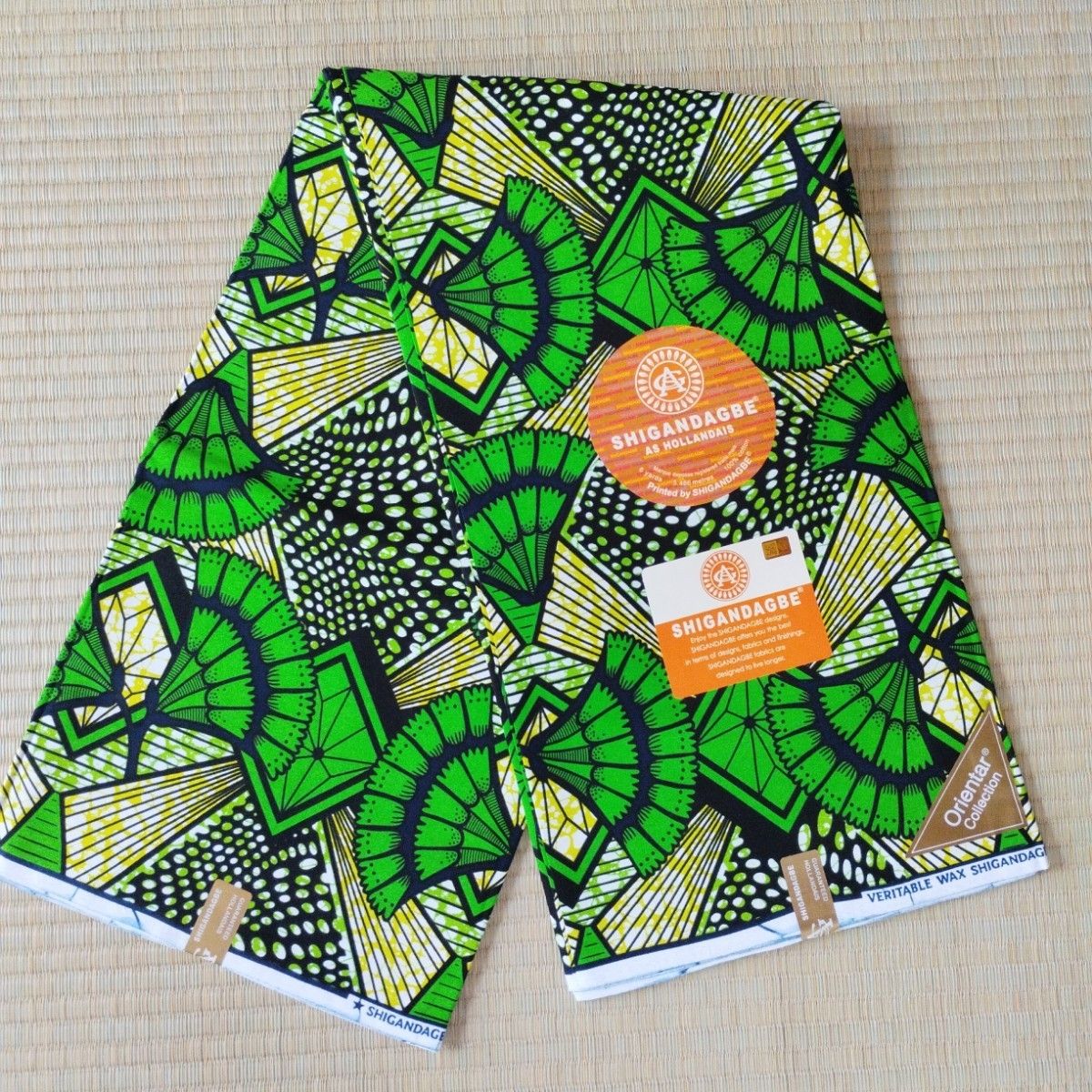 アフリカ布　緑　花　生地　アフリカ　布