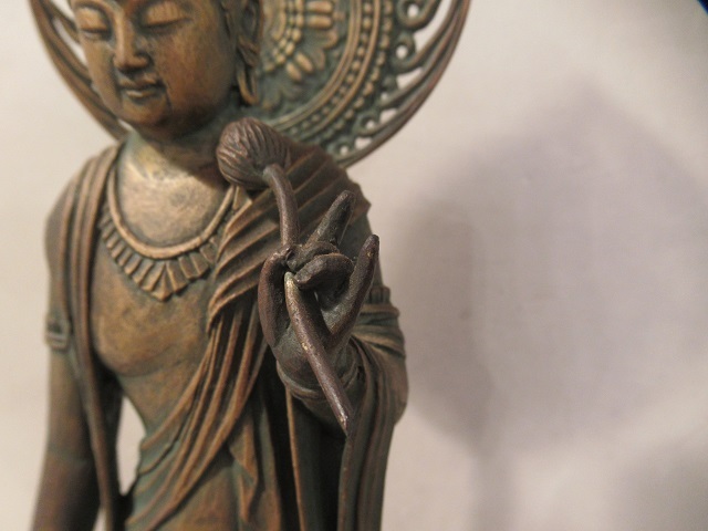 〓大佛師 松久宗琳 造 青銅 銅製「聖観世音菩薩」861/1000 立像 仏像 観音像 仏教美術 高さ35cm 在銘 ξの画像6
