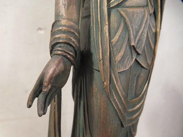 〓大佛師 松久宗琳 造 青銅 銅製「聖観世音菩薩」861/1000 立像 仏像 観音像 仏教美術 高さ35cm 在銘 ξの画像7